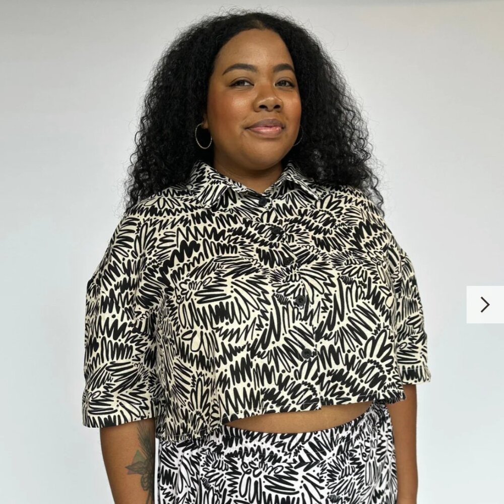 Linen Olivia Top - Zig Zag